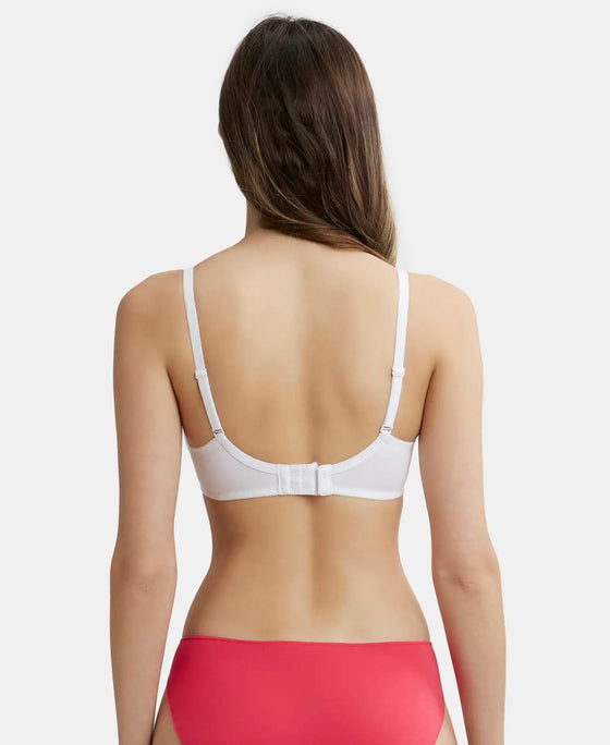 Wirefree Padded Super Combed Cotton Elastane Medium Coverage T-Shirt Bra with Detachable Straps - White-3