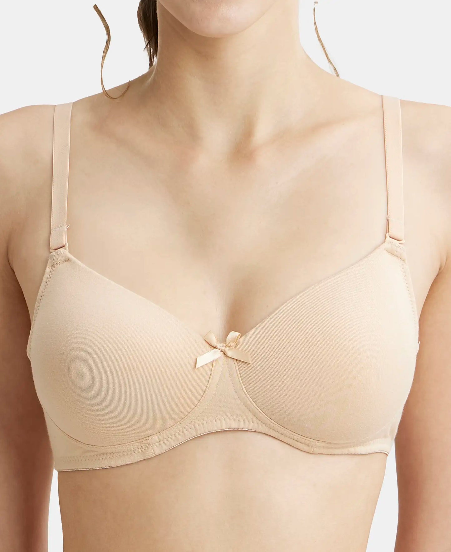 Wirefree Padded Super Combed Cotton Elastane Medium Coverage T-Shirt Bra with Detachable Straps - Light Skin-7