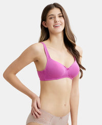 Wirefree Padded Super Combed Cotton Elastane Full Coverage T-Shirt Bra with Broad Fabric Straps - Lavender Scent-2