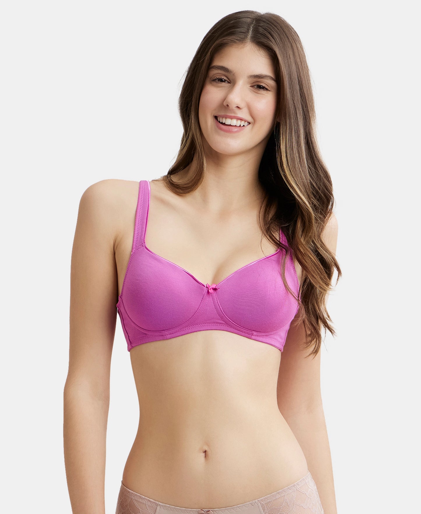 Wirefree Padded Super Combed Cotton Elastane Full Coverage T-Shirt Bra with Broad Fabric Straps - Lavender Scent-5