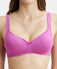 Wirefree Padded Super Combed Cotton Elastane Full Coverage T-Shirt Bra with Broad Fabric Straps - Lavender Scent-6