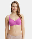 Under-Wired Padded Super Combed Cotton Elastane Full Coverage T-Shirt Bra with Stylised Mesh Panel - Lavender Scent-1
