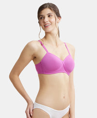 Wirefree Padded Super Combed Cotton Elastane Full Coverage T-Shirt Bra with Cross Over Fit - Lavender Scent-2