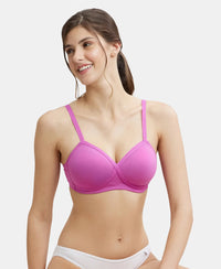 Wirefree Padded Super Combed Cotton Elastane Full Coverage T-Shirt Bra with Cross Over Fit - Lavender Scent-5