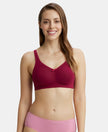 Wirefree Non Padded Super Combed Cotton Elastane Full Coverage Everyday Bra with Concealed Shaper Panel - Beet Red-1