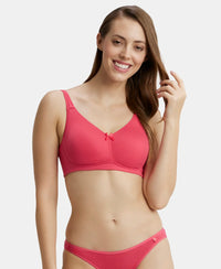 Wirefree Non Padded Super Combed Cotton Elastane Full Coverage Everyday Bra with Concealed Shaper Panel - Ruby-1