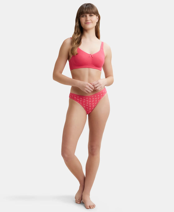 Wirefree Non Padded Super Combed Cotton Elastane Full Coverage Everyday Bra with Concealed Shaper Panel - Ruby-4
