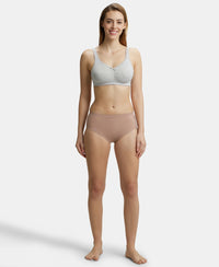 Wirefree Non Padded Super Combed Cotton Elastane Full Coverage Everyday Bra with Concealed Shaper Panel - Steel Grey Melange-4