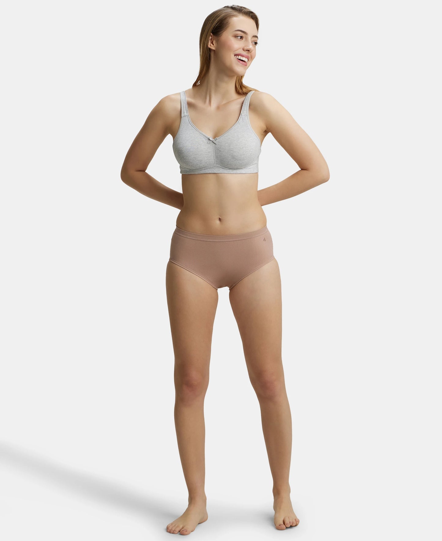 Wirefree Non Padded Super Combed Cotton Elastane Full Coverage Everyday Bra with Concealed Shaper Panel - Steel Grey Melange-6