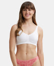 Wirefree Non Padded Super Combed Cotton Elastane Full Coverage Everyday Bra with Concealed Shaper Panel - White-1