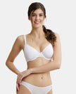 Under-Wired Padded Polyester Elastane Full Coverage T-Shirt Bra with Breathable Spacer Cup - White-1