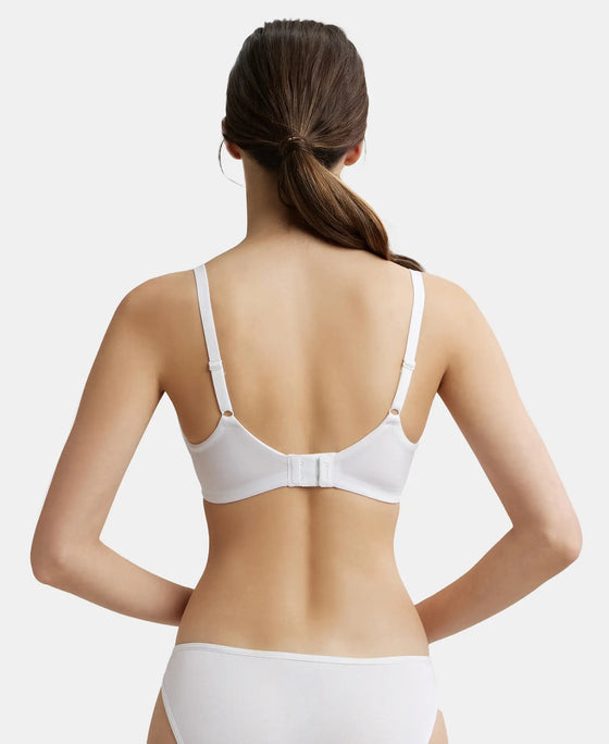 Under-Wired Padded Polyester Elastane Full Coverage T-Shirt Bra with Breathable Spacer Cup - White-3