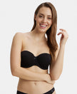 Under-Wired Padded Super Combed Cotton Elastane Full Coverage Strapless Bra with Ultra-Grip Support Band - Black-5