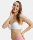 Under-Wired Padded Super Combed Cotton Elastane Full Coverage Strapless Bra with Ultra-Grip Support Band - White-5