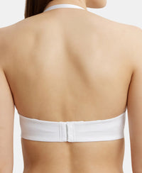 Under-Wired Padded Super Combed Cotton Elastane Full Coverage Strapless Bra with Ultra-Grip Support Band - White-9