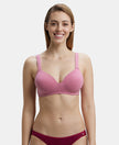 Wirefree Padded Super Combed Cotton Elastane Full Coverage Lounge Bra with Broad Cushioned Fabric Strap - Heather Rose-1