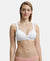 Wirefree Padded Super Combed Cotton Elastane Full Coverage Lounge Bra with Broad Cushioned Fabric Strap - White-1
