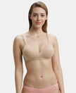 Wirefree Padded Super Combed Cotton Elastane Full Coverage Lounge Bra with Broad Cushioned Fabric Strap - Light Skin-1