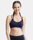 Wirefree Seamfree Non Padded Micro Touch Nylon Elastane Full Coverage Bra with Optional Cross Back Styling - Classic Navy-1