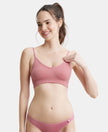 Wirefree Seamfree Non Padded Micro Touch Nylon Elastane Full Coverage Bra with Optional Cross Back Styling - Heather Rose-1
