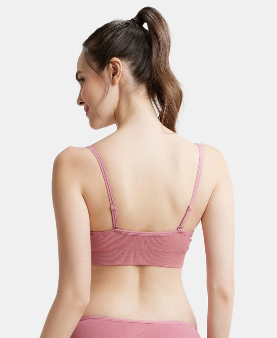 Wirefree Seamfree Non Padded Micro Touch Nylon Elastane Full Coverage Bra with Optional Cross Back Styling - Heather Rose-3