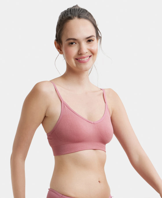 Wirefree Seamfree Non Padded Micro Touch Nylon Elastane Full Coverage Bra with Optional Cross Back Styling - Heather Rose-5