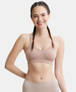 Wirefree Seamfree Non Padded Micro Touch Nylon Elastane Full Coverage Bra with Optional Cross Back Styling - Mocha-1