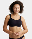 Wirefree Padded Super Combed Cotton Elastane Full Coverage Plus Size Bra with Broad Cushioned Fabric Strap - Black-1