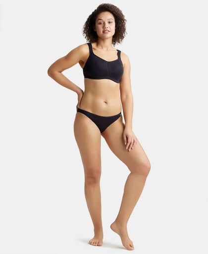 Wirefree Padded Super Combed Cotton Elastane Full Coverage Plus Size Bra with Broad Cushioned Fabric Strap - Black-4