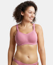 Wirefree Padded Super Combed Cotton Elastane Full Coverage Plus Size Bra with Broad Cushioned Fabric Strap - Heather Rose-1