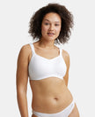 Wirefree Padded Super Combed Cotton Elastane Full Coverage Plus Size Bra with Broad Cushioned Fabric Strap - White-1