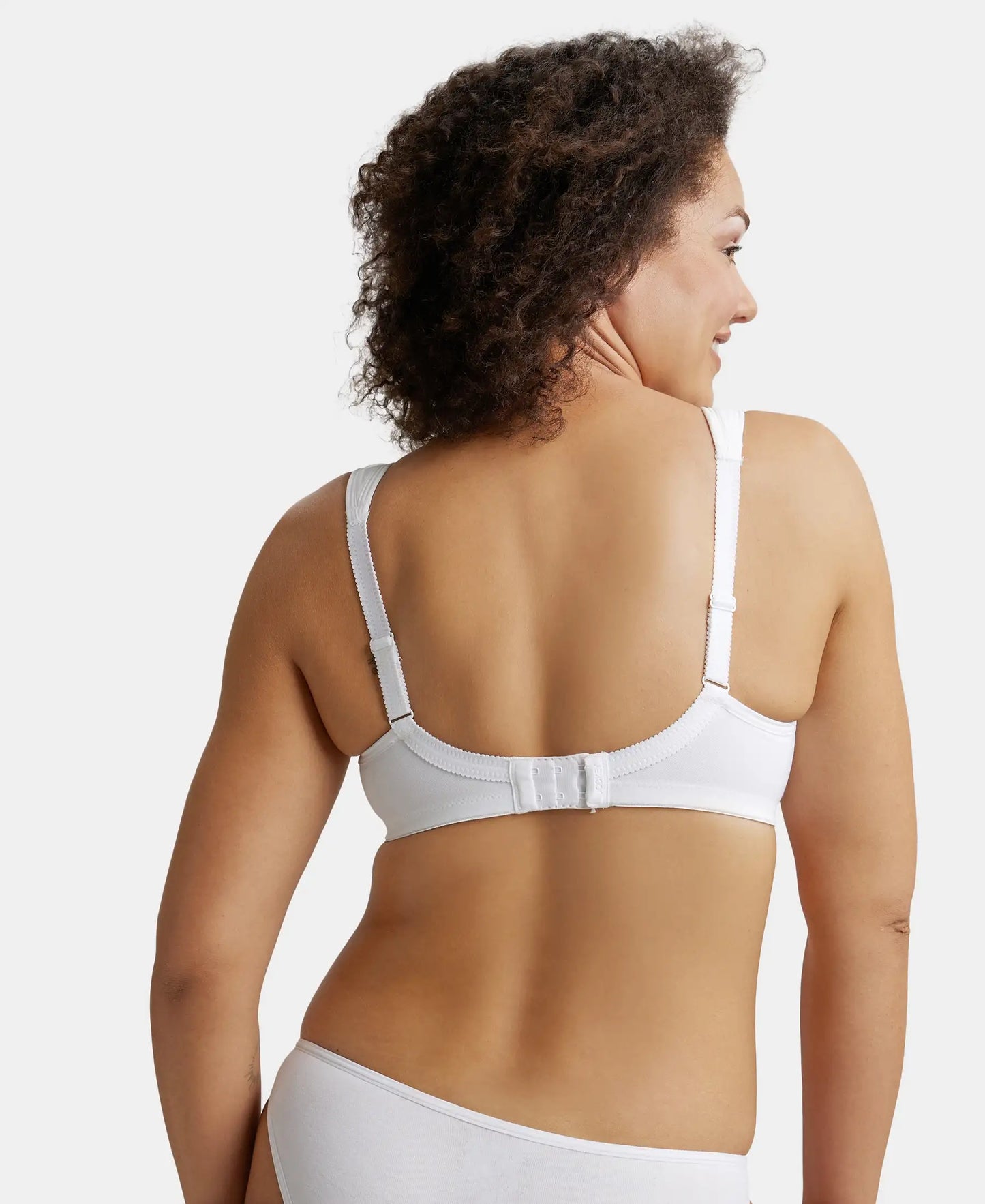 Wirefree Padded Super Combed Cotton Elastane Full Coverage Plus Size Bra with Broad Cushioned Fabric Strap - White-3