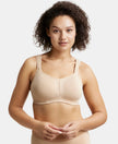 Wirefree Padded Super Combed Cotton Elastane Full Coverage Plus Size Bra with Broad Cushioned Fabric Strap - Light Skin-1