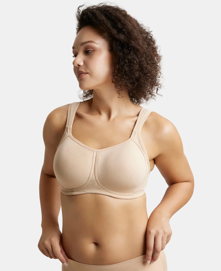 Wirefree Padded Super Combed Cotton Elastane Full Coverage Plus Size Bra with Broad Cushioned Fabric Strap - Light Skin-2