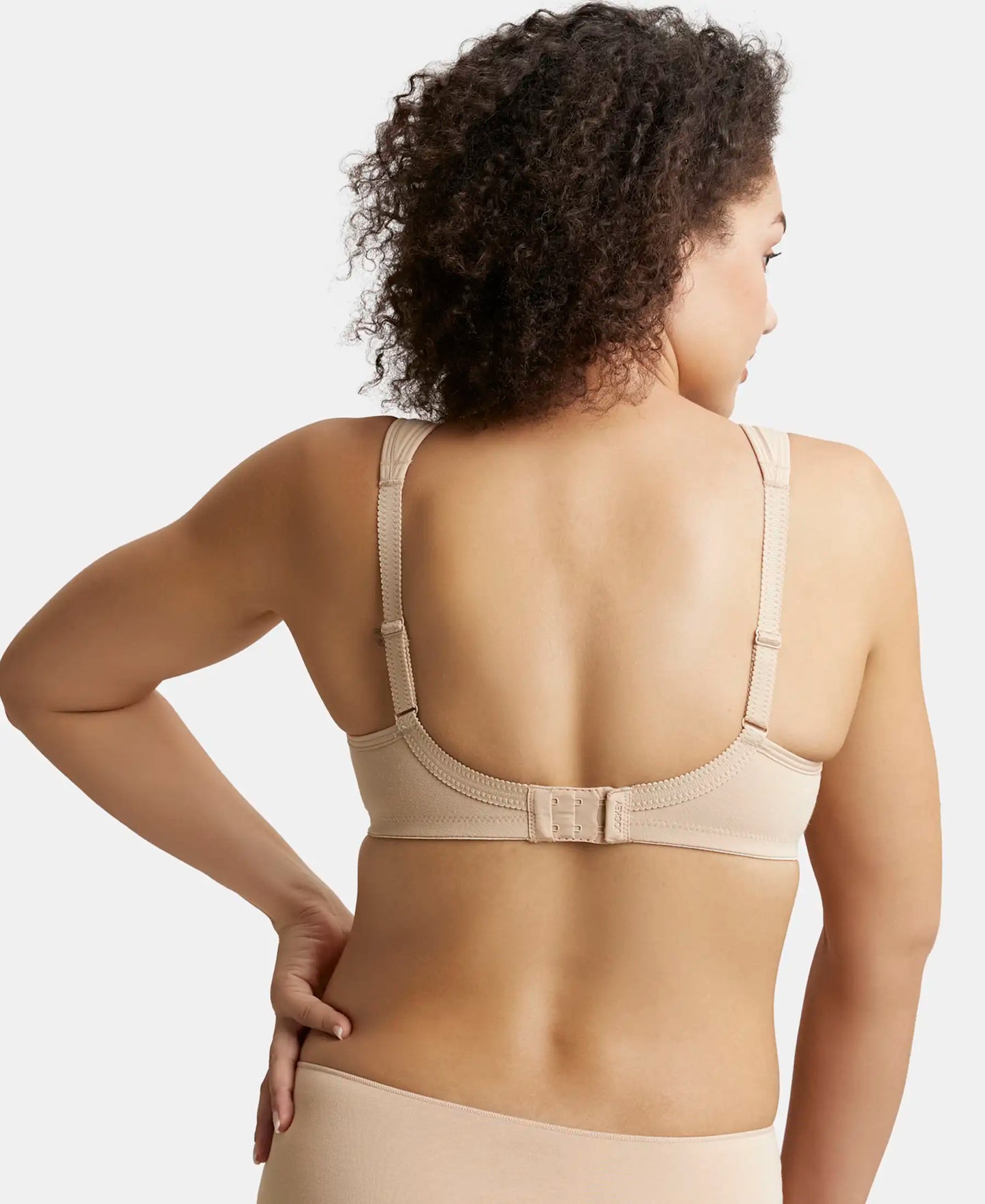 Wirefree Padded Super Combed Cotton Elastane Full Coverage Plus Size Bra with Broad Cushioned Fabric Strap - Light Skin-3