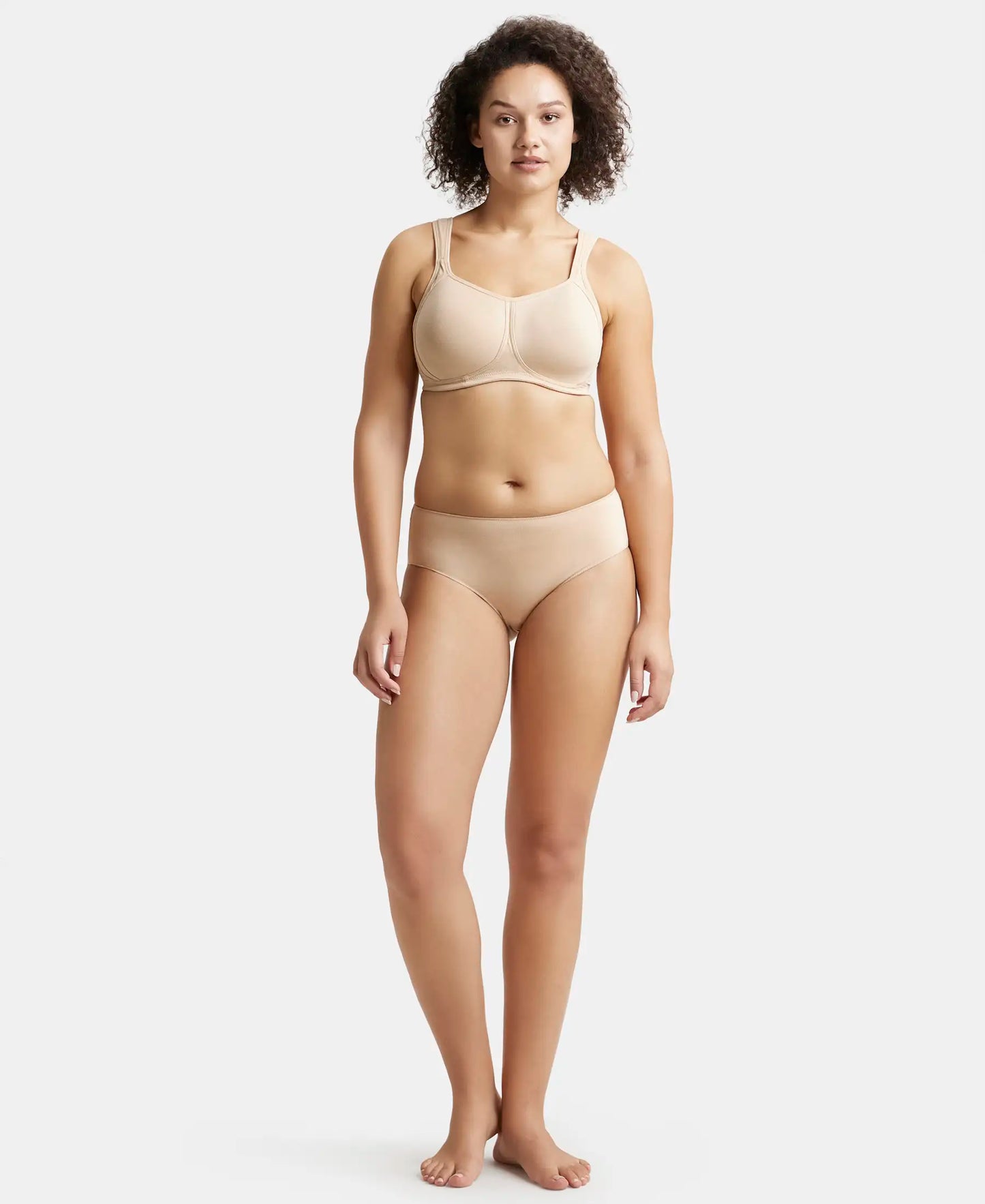 Wirefree Padded Super Combed Cotton Elastane Full Coverage Plus Size Bra with Broad Cushioned Fabric Strap - Light Skin-4