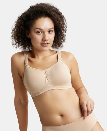 Wirefree Padded Super Combed Cotton Elastane Full Coverage Plus Size Bra with Broad Cushioned Fabric Strap - Light Skin-5
