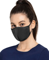 Unisex Polyester Mesh and Super Combed Cotton Woven Face Mask with Adjustable Nose-clip and Soft Elastic Ear Loops - Black-5