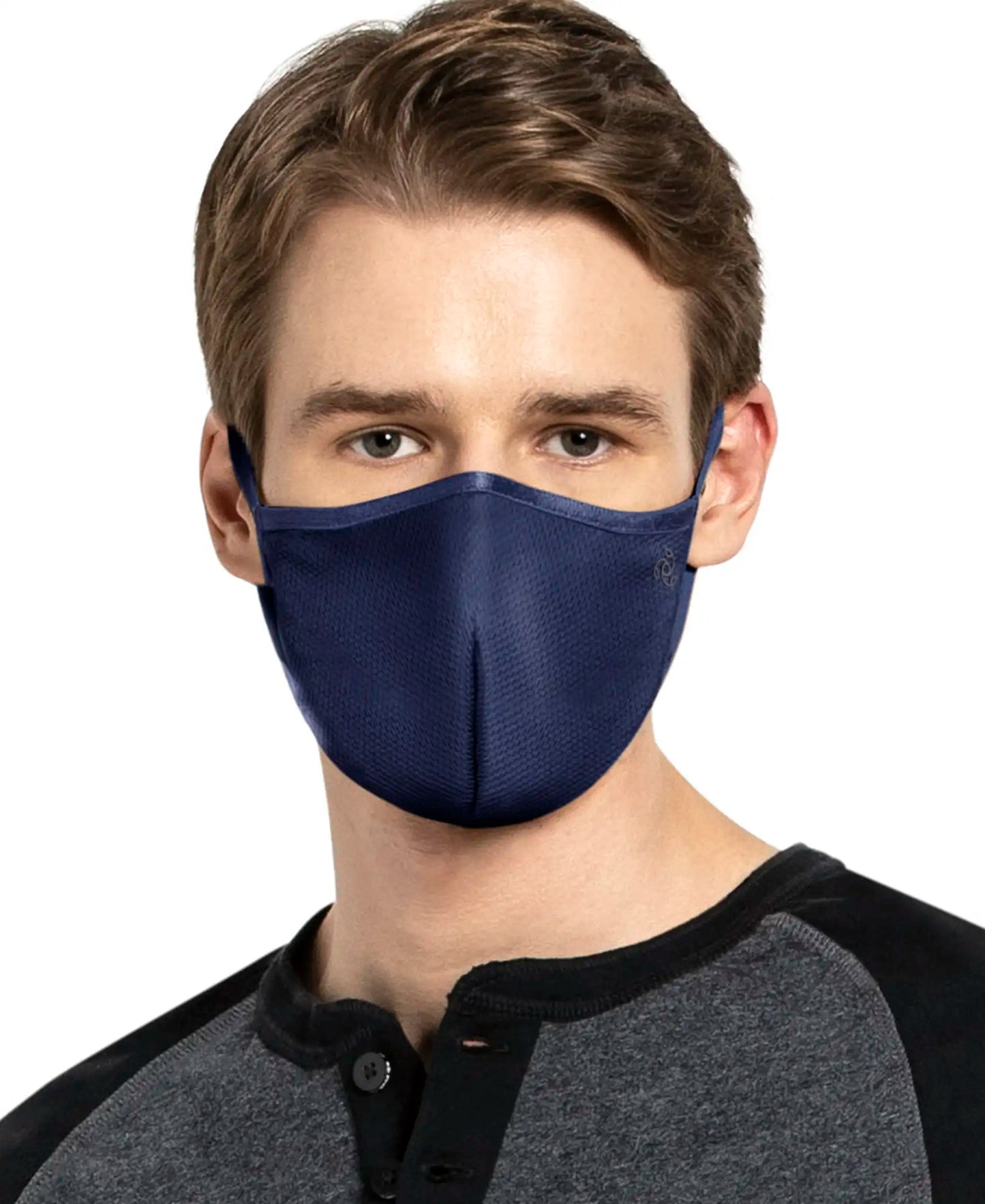 Unisex Polyester Mesh and Super Combed Cotton Woven Face Mask with Adjustable Nose-clip and Soft Elastic Ear Loops - Imperial Blue-6
