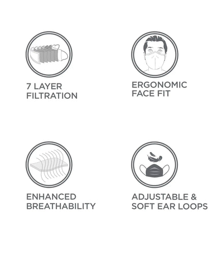 Unisex Polyester Mesh and Super Combed Cotton Woven Face Mask with Adjustable Nose-clip and Soft Elastic Ear Loops - Performance Grey-3