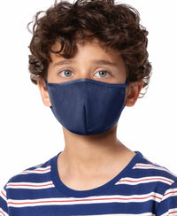 Kids Polyester Mesh and Super Combed Cotton Woven Face Mask with Adjustable Nose-clip and Soft Elastic Ear Loops - Imperial Blue-3