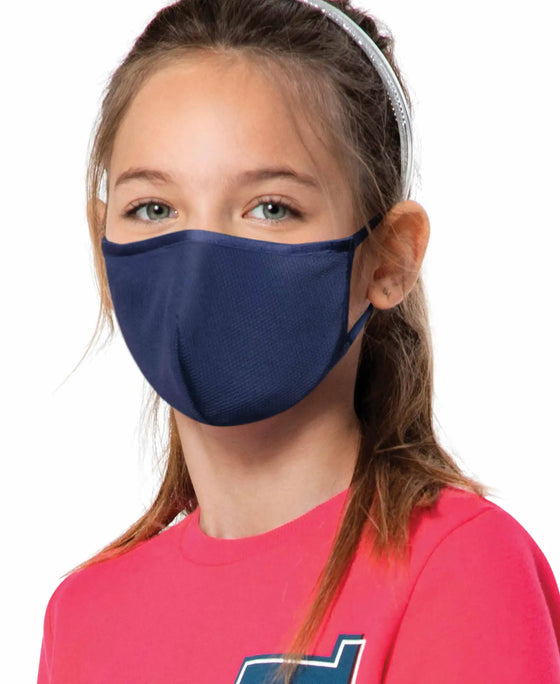 Kids Polyester Mesh and Super Combed Cotton Woven Face Mask with Adjustable Nose-clip and Soft Elastic Ear Loops - Imperial Blue-4