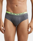Super Combed Cotton Solid Brief with Ultrasoft Waistband - Asphalt-1