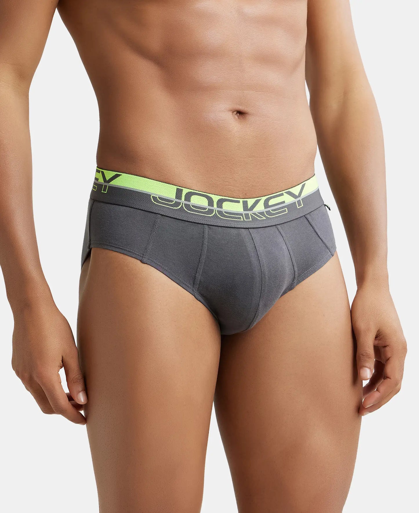Super Combed Cotton Solid Brief with Ultrasoft Waistband - Asphalt-2