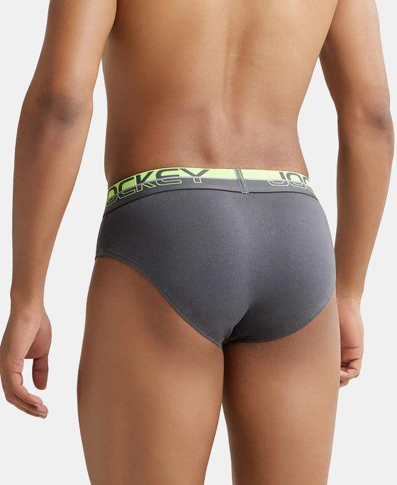 Super Combed Cotton Solid Brief with Ultrasoft Waistband - Asphalt-3