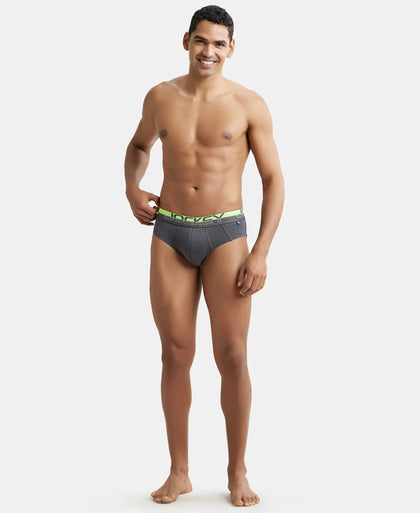Super Combed Cotton Solid Brief with Ultrasoft Waistband - Asphalt-4