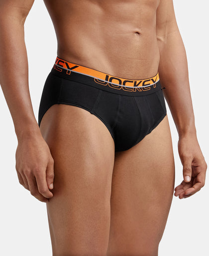 Super Combed Cotton Solid Brief with Ultrasoft Waistband - Black-2