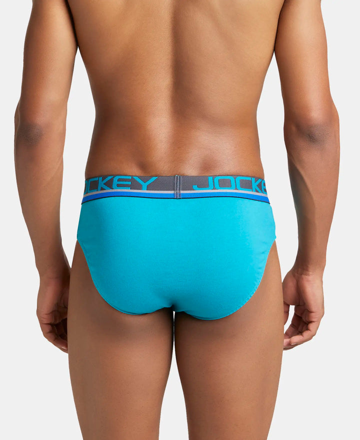 Super Combed Cotton Solid Brief with Ultrasoft Waistband - Caribbean Turquoise-3