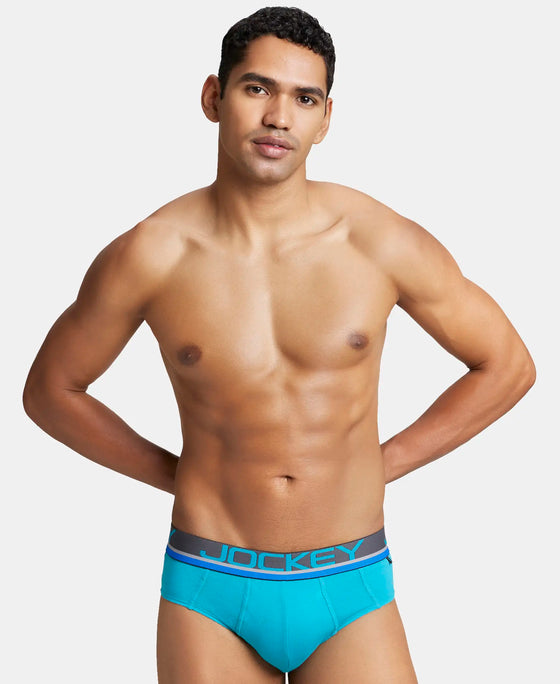 Super Combed Cotton Solid Brief with Ultrasoft Waistband - Caribbean Turquoise-5