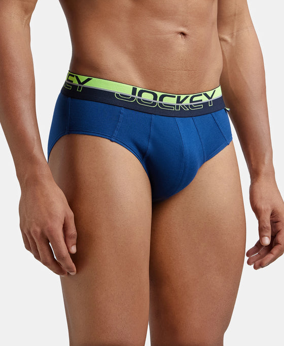 Super Combed Cotton Solid Brief with Ultrasoft Waistband - Estate Blue-2